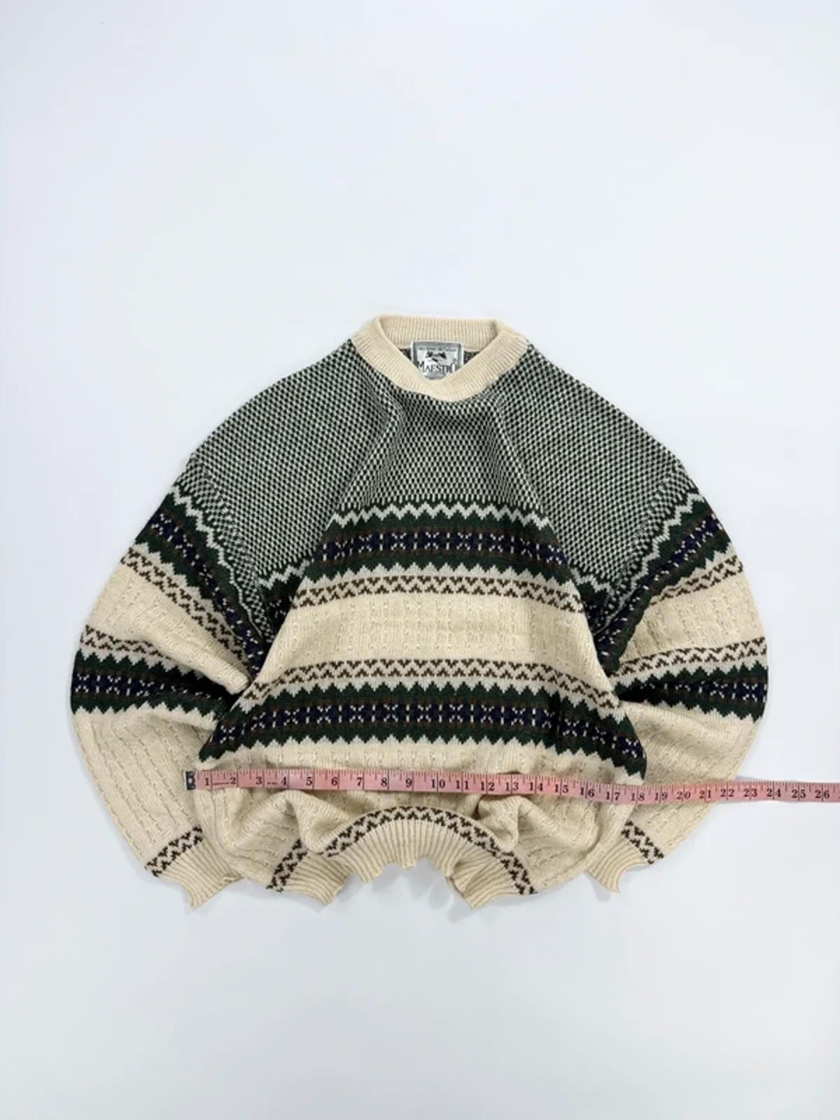 Vintage Maestro Knit Jumper Cream Green Pattern