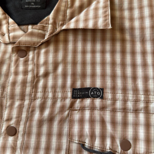 All Terrain Gear x Wrangler Brown and White Checkered Button-up Shirt