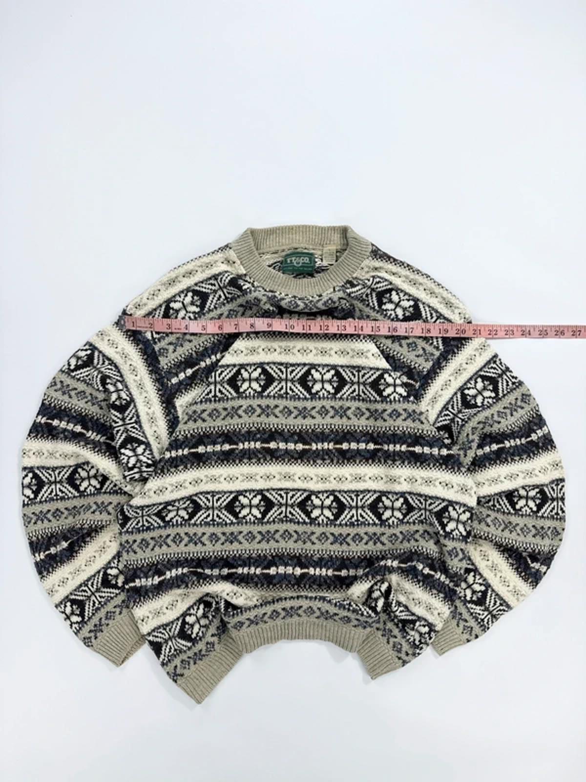 Vintage TT&Co Knit Jumper Cream Navy Fair Isle Pattern