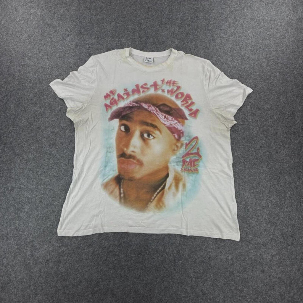 White and red Tupac Against The World tee #90s