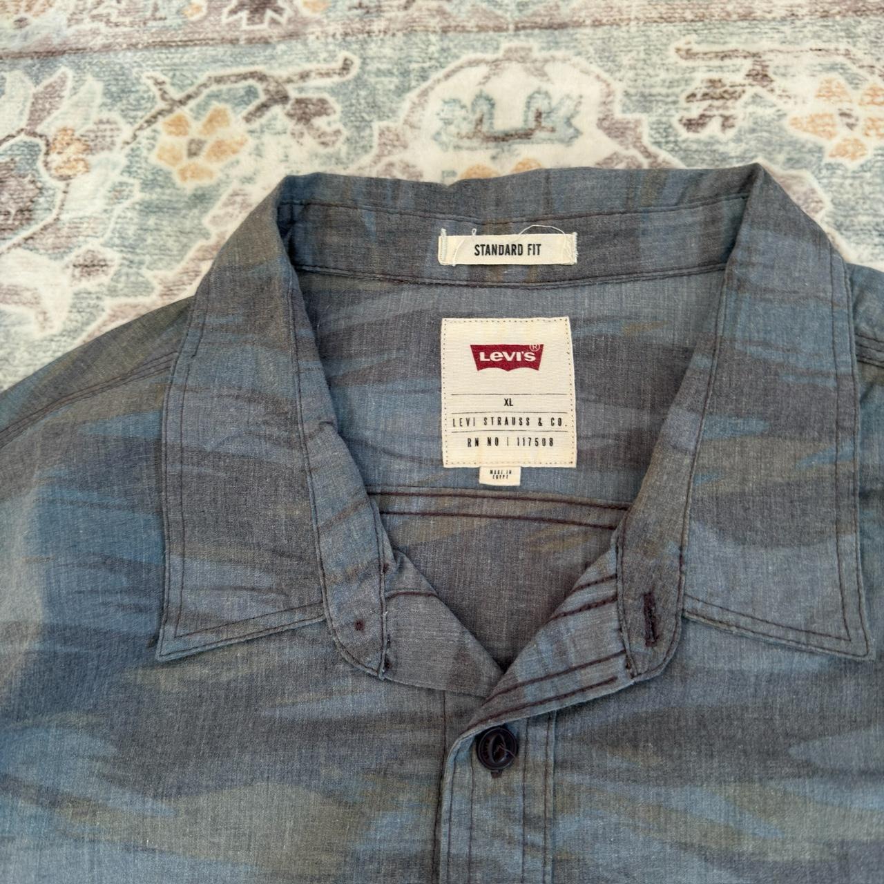 Levi's Blue Patterned Button-up Long-sleeved Shirt Size XL