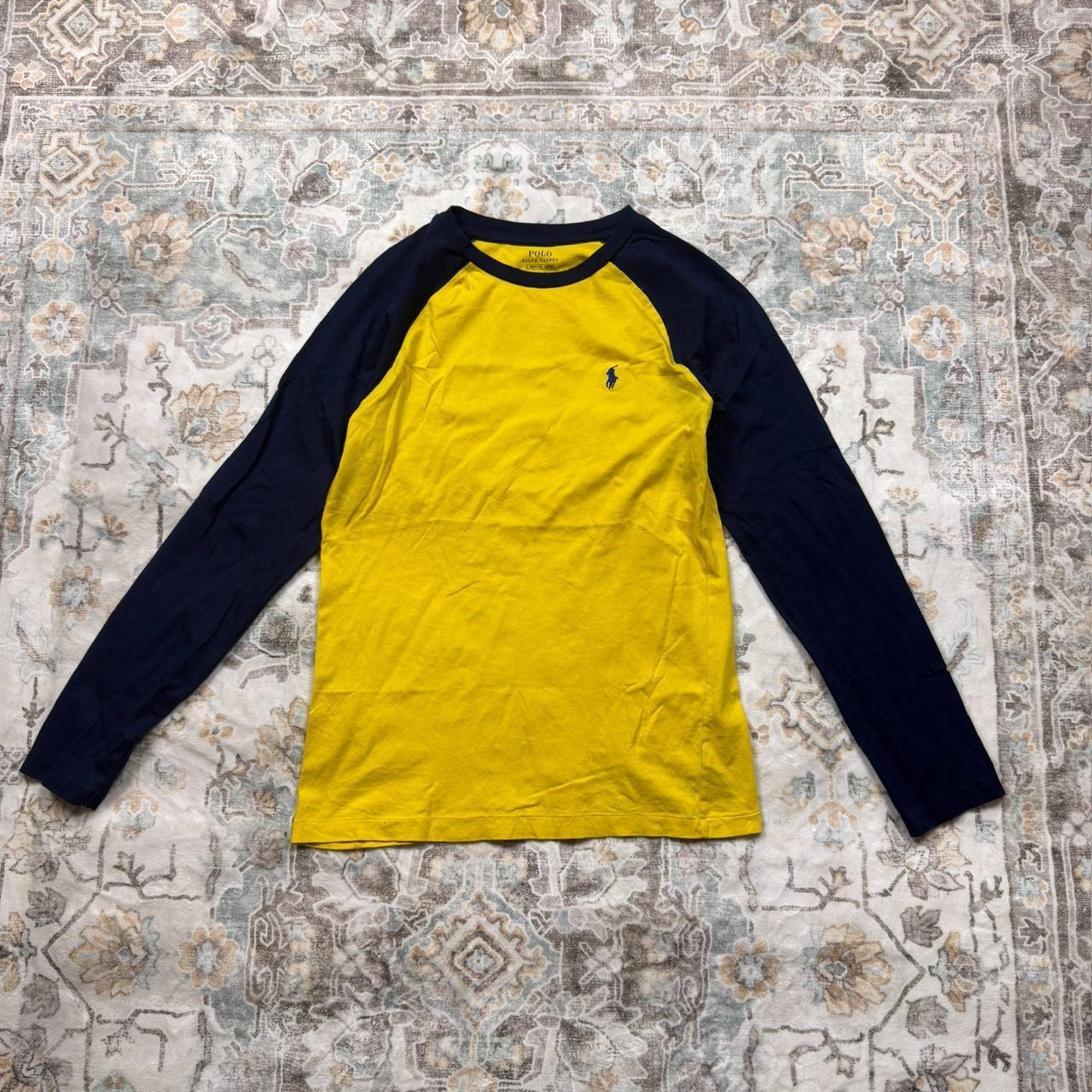 Polo Ralph Lauren Yellow and Navy “67” Long-sleeved Shirt Size L