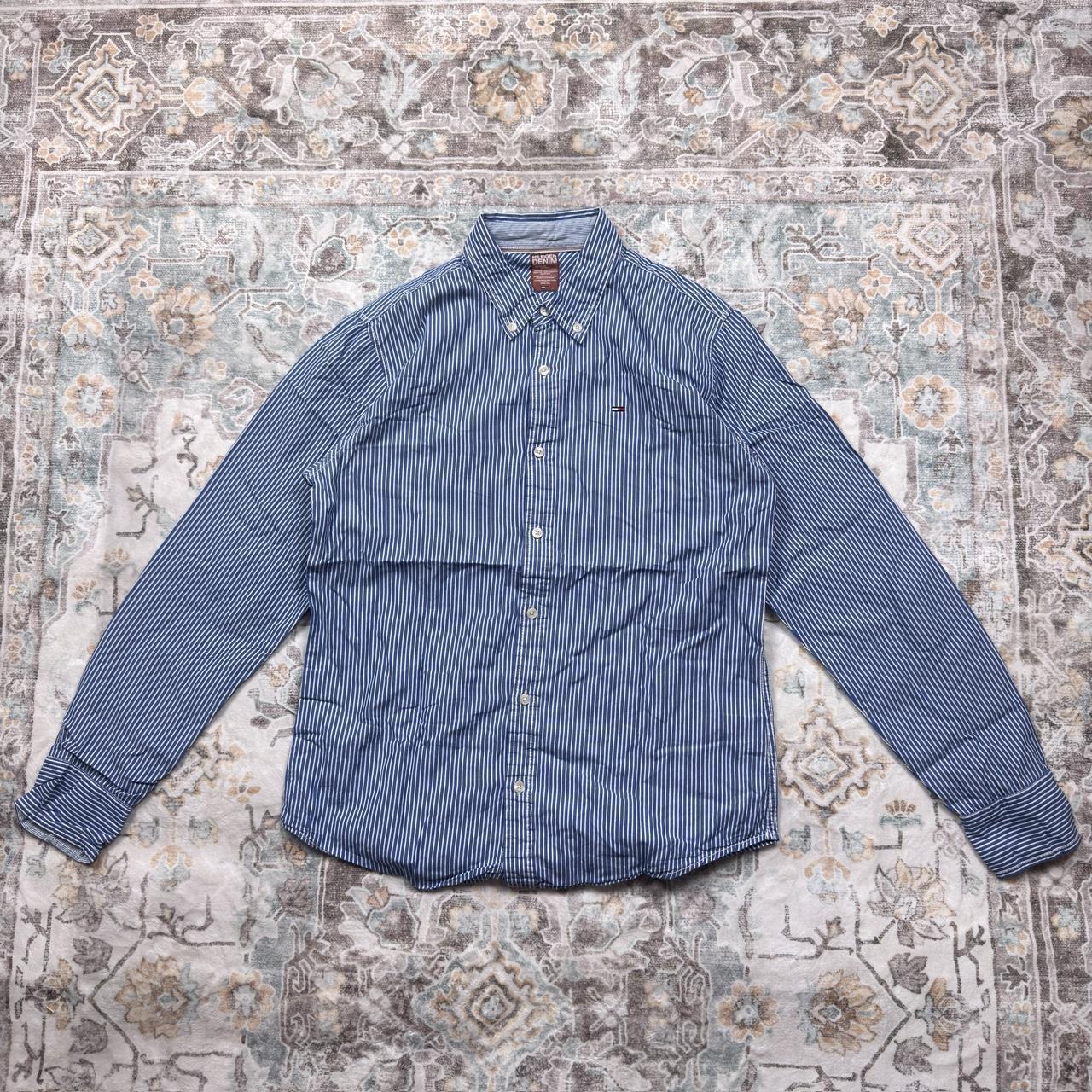 Tommy Hilfiger Blue Striped Long-sleeved Button-up Shirt Size M