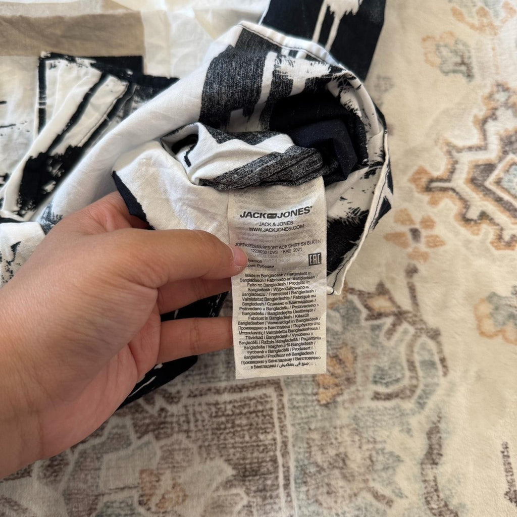 Jack & Jones Black and White Hawaiian Button-up Shirt