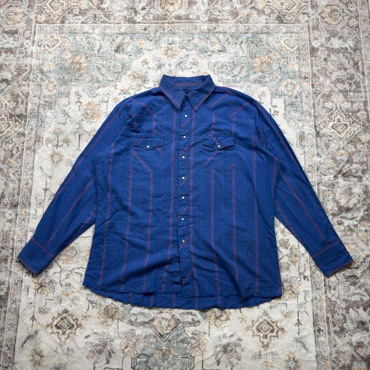 Wrangler Blue Striped Button-up Long-sleeved Shirt Size 2XL
