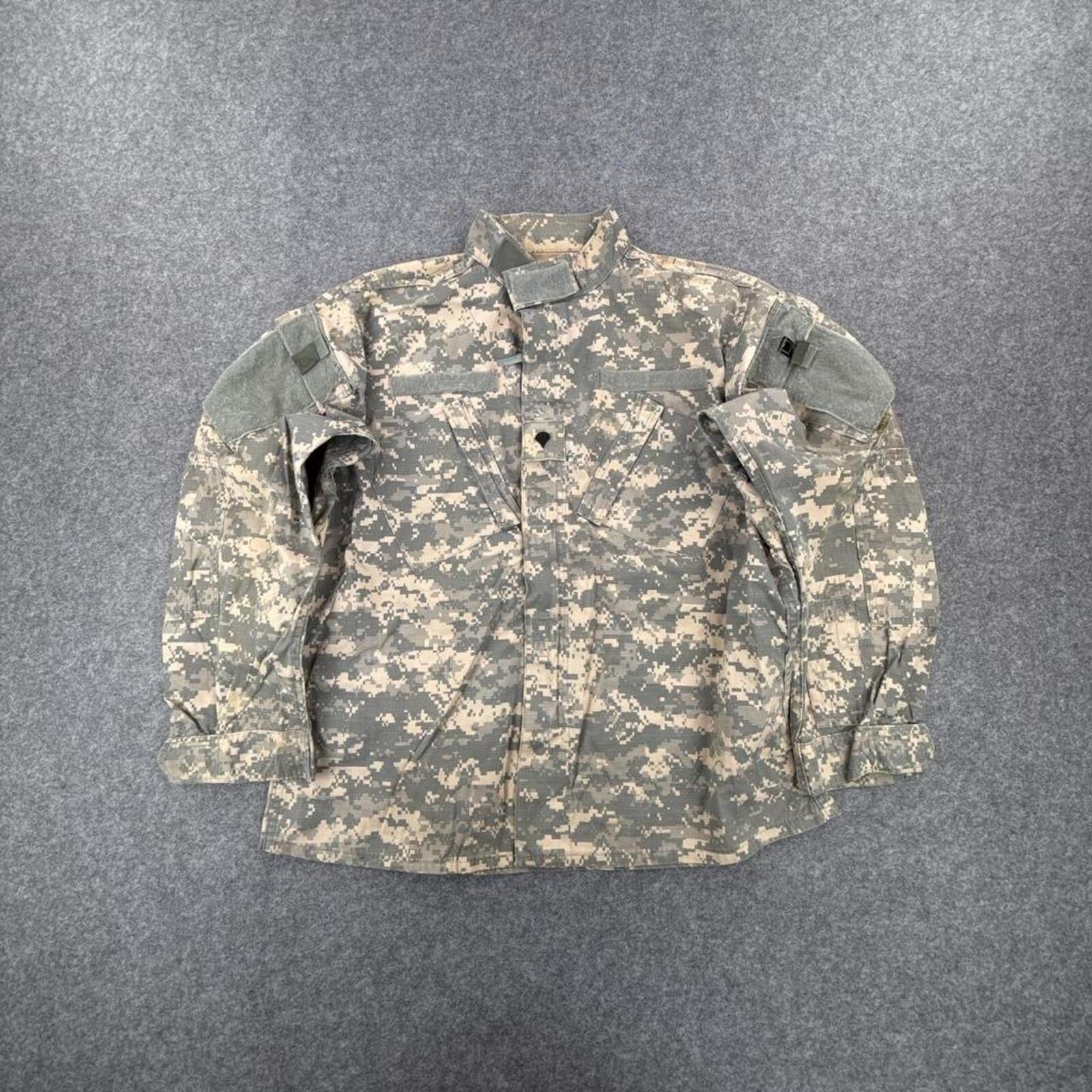 Khaki and green camouflage button-up shirt with multiple pockets #camouflage