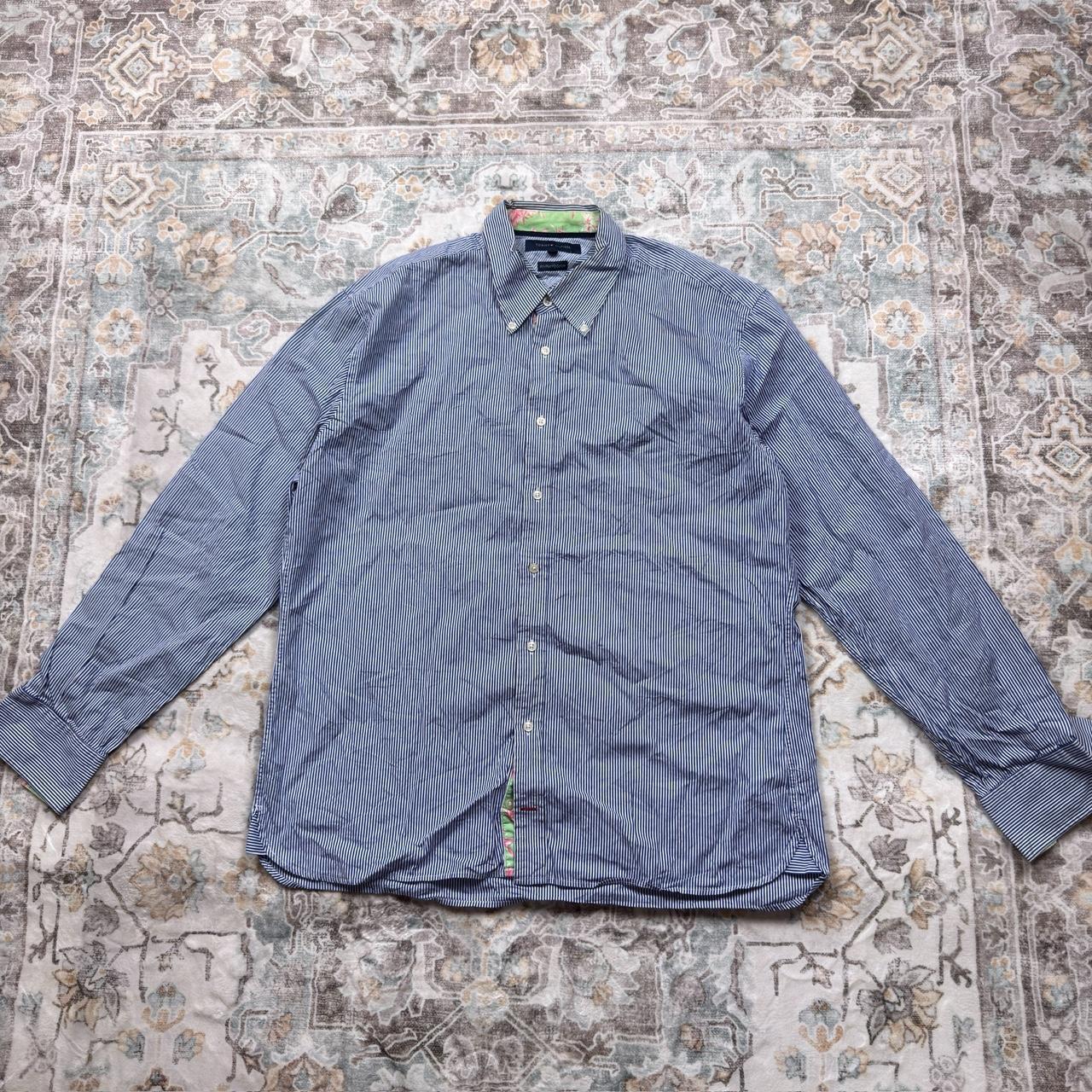 Tommy Hilfiger Blue Striped Long-sleeved Button-up Shirt Size XL