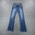 Wallflower Y2K women's low-rise bootcut jeans in medium wash #bootcutjeans