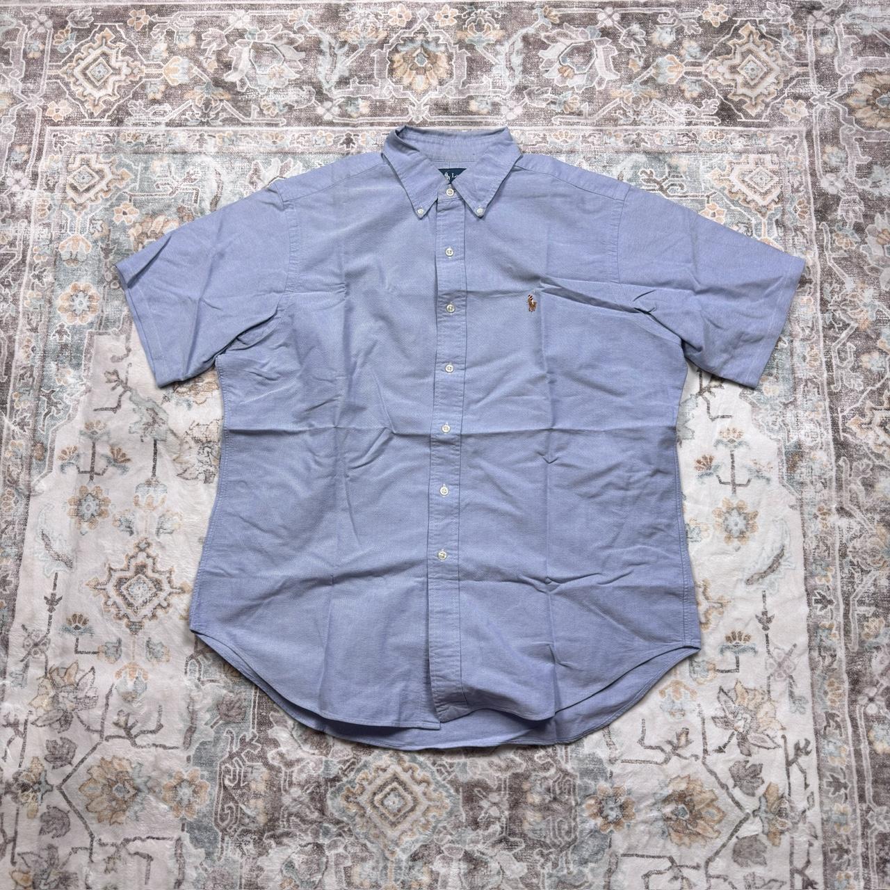 Ralph Lauren Classic Fit Short-sleeved Button-up Shirt in Light Blue Size L