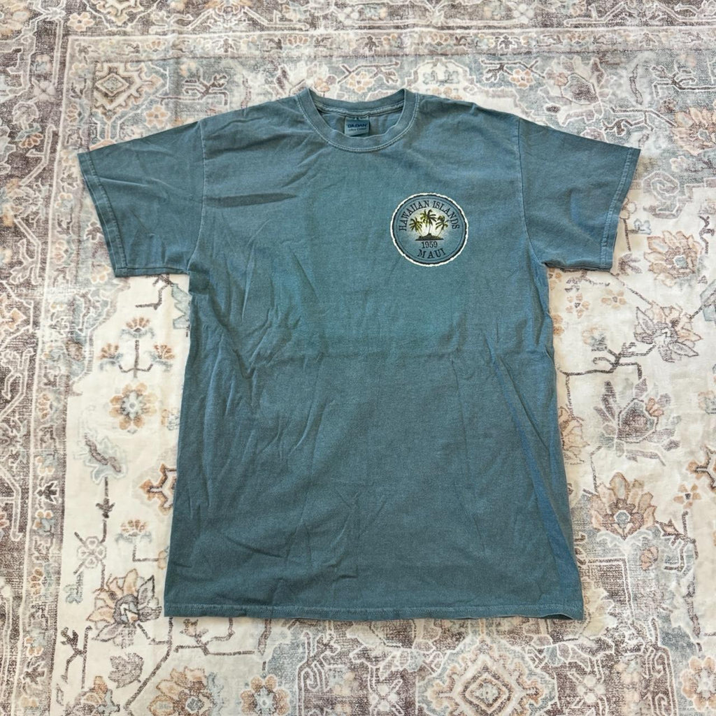 Gildan Hawaiian Islands Maui T-Shirt in Green Size M