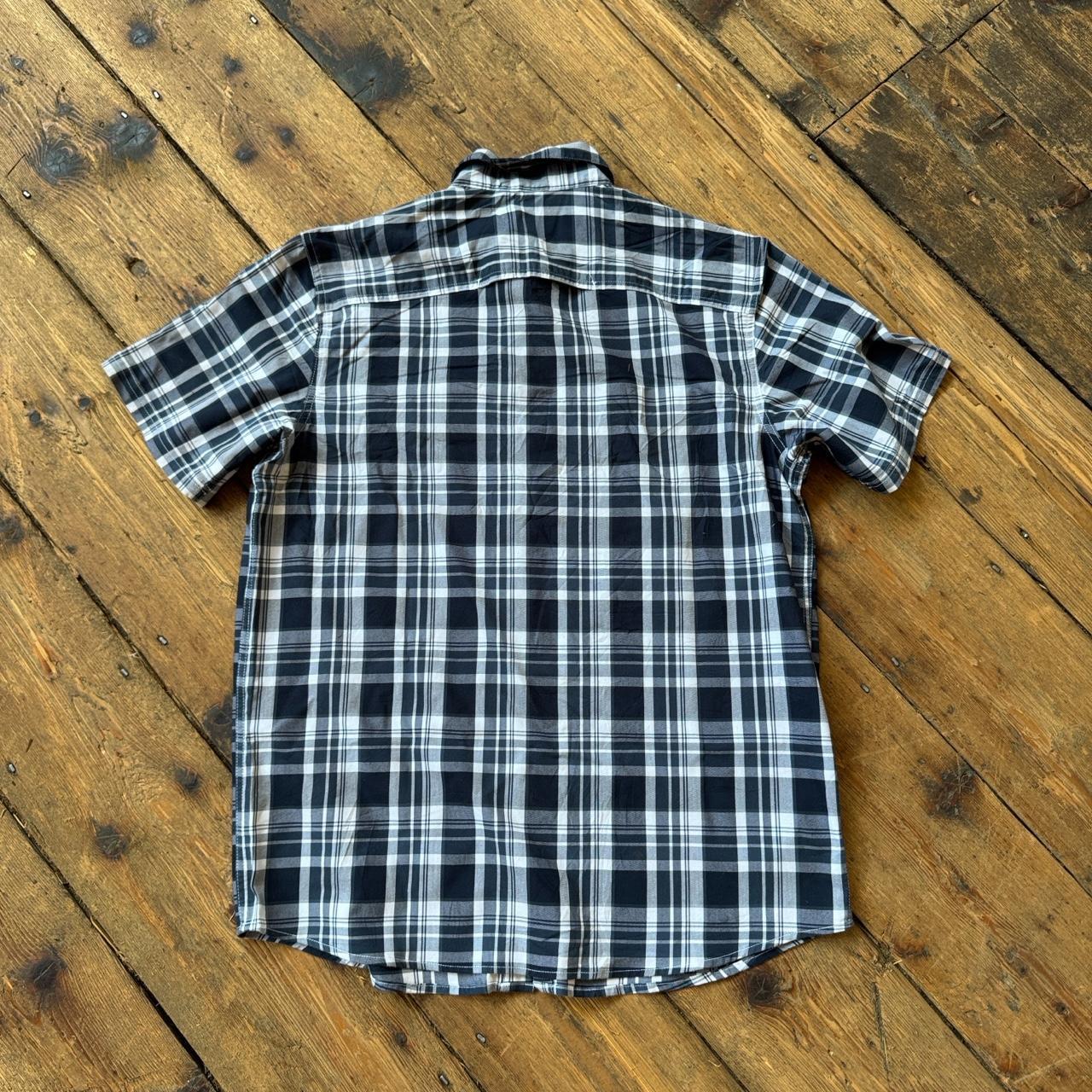 Wrangler Regular Fit Navy and White Plaid Button-up Shirt Size L