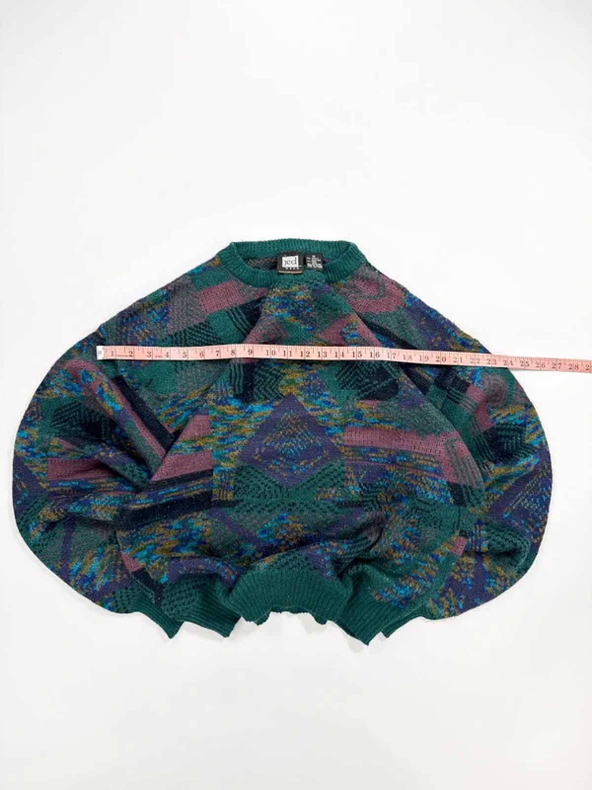 Jed Vintage Knit Jumper Green Abstract Pattern