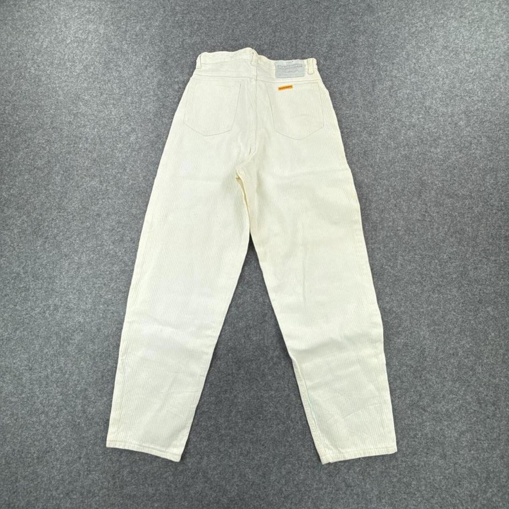 White corduroy straight leg trousers