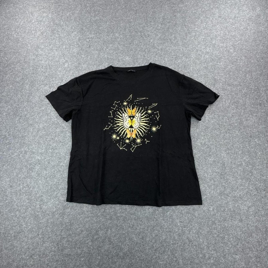 Black lion print cotton tee