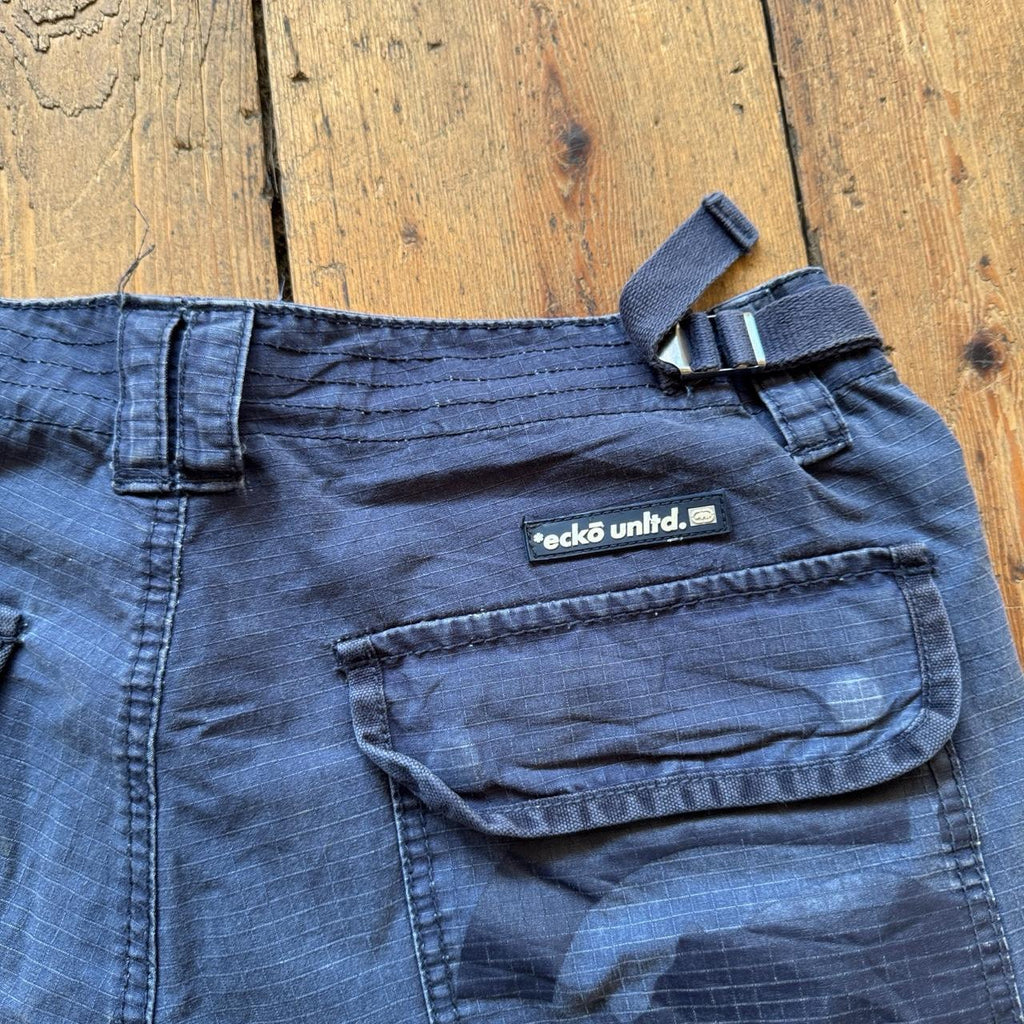 Ecko Unltd. Navy Cargo Shorts with Adjustable Straps Size 32