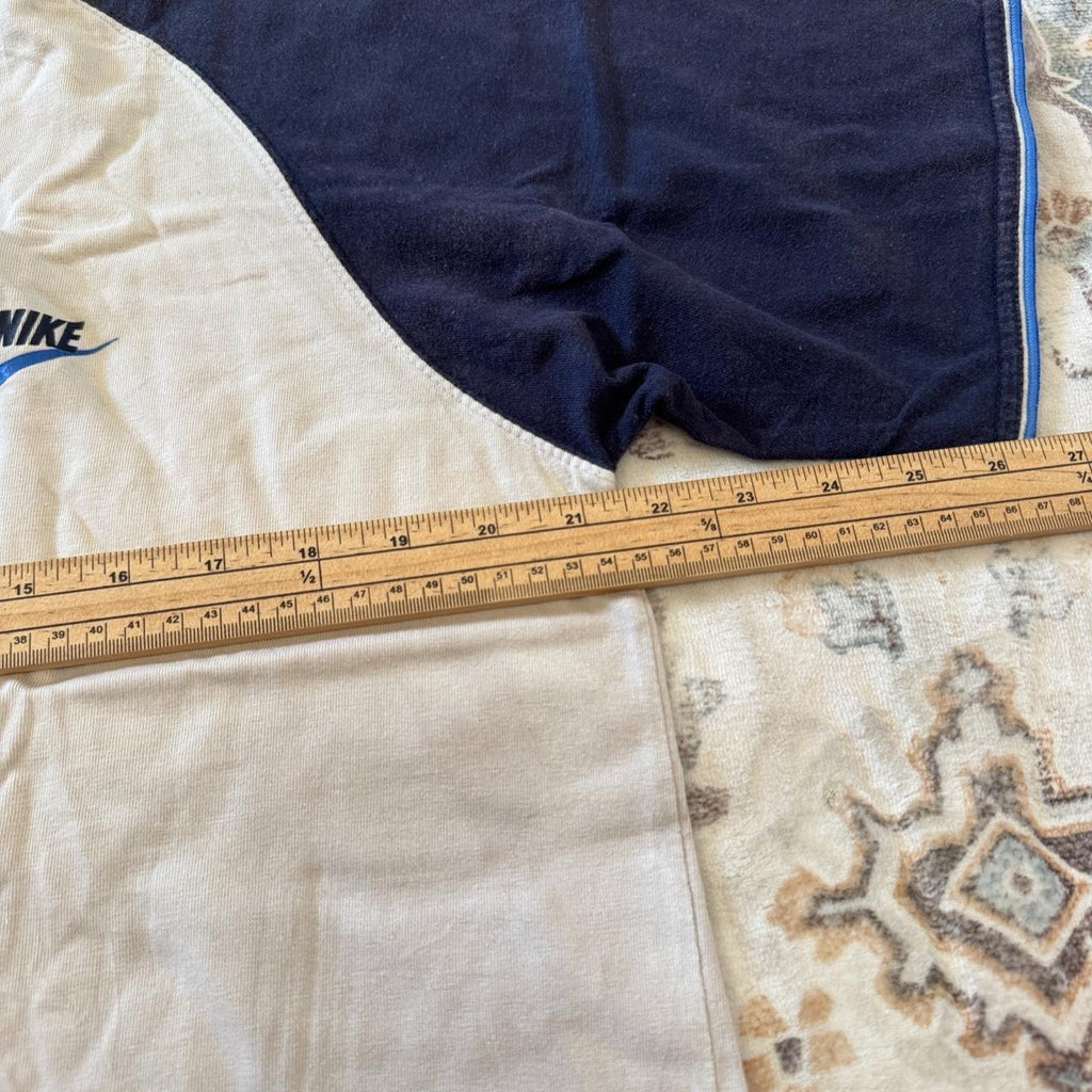 Nike Navy and Cream Vintage Style T-Shirt Size L