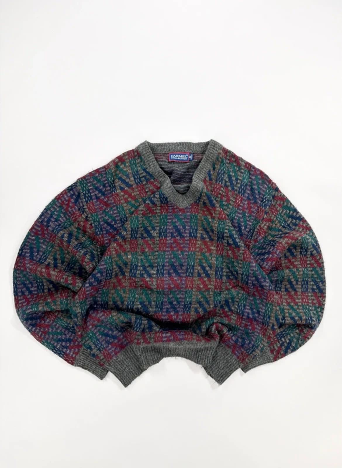Carmel Collection Vintage Knit Jumper Multicolour Pattern