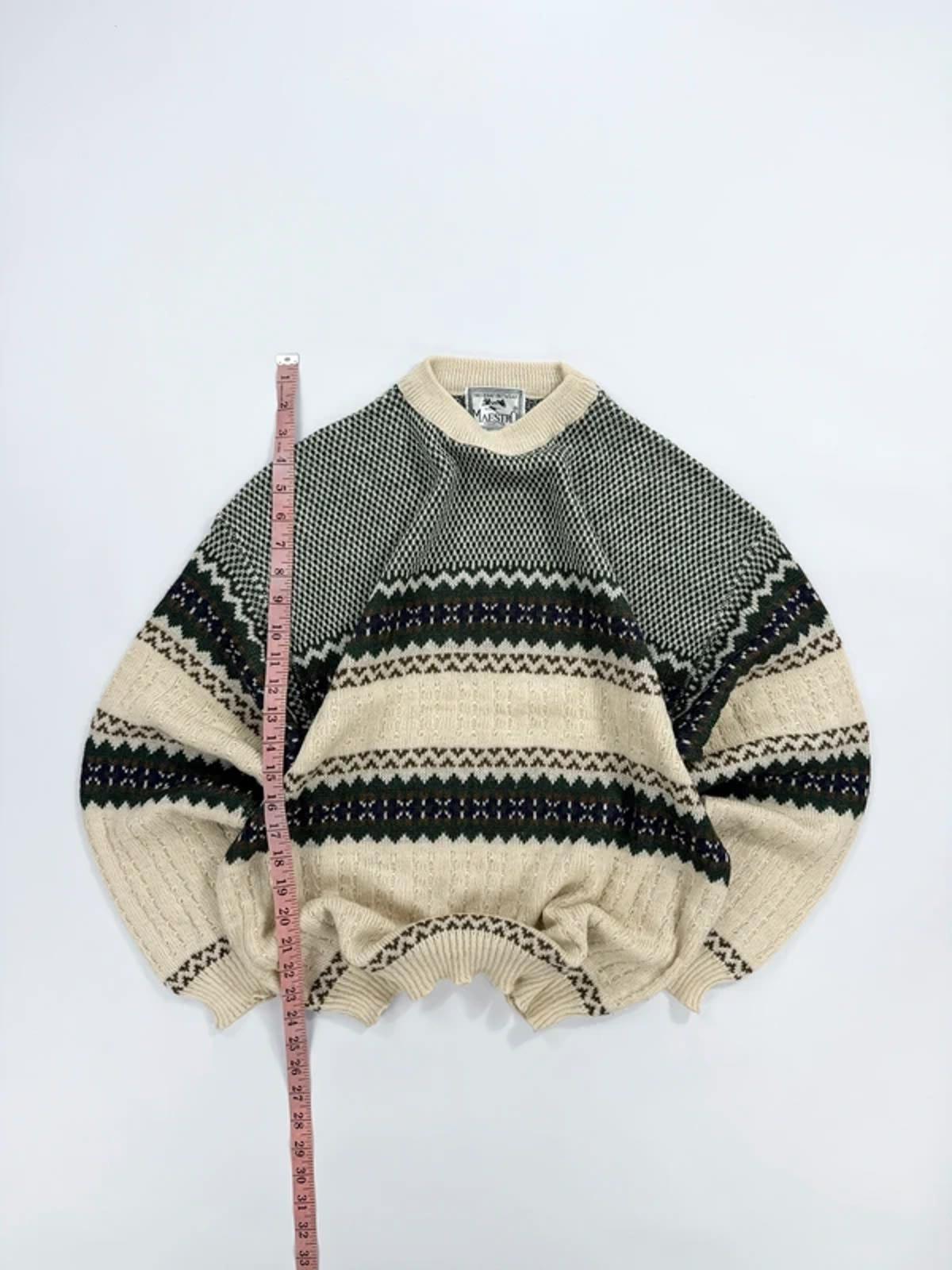 Vintage Maestro Knit Jumper Cream Green Pattern