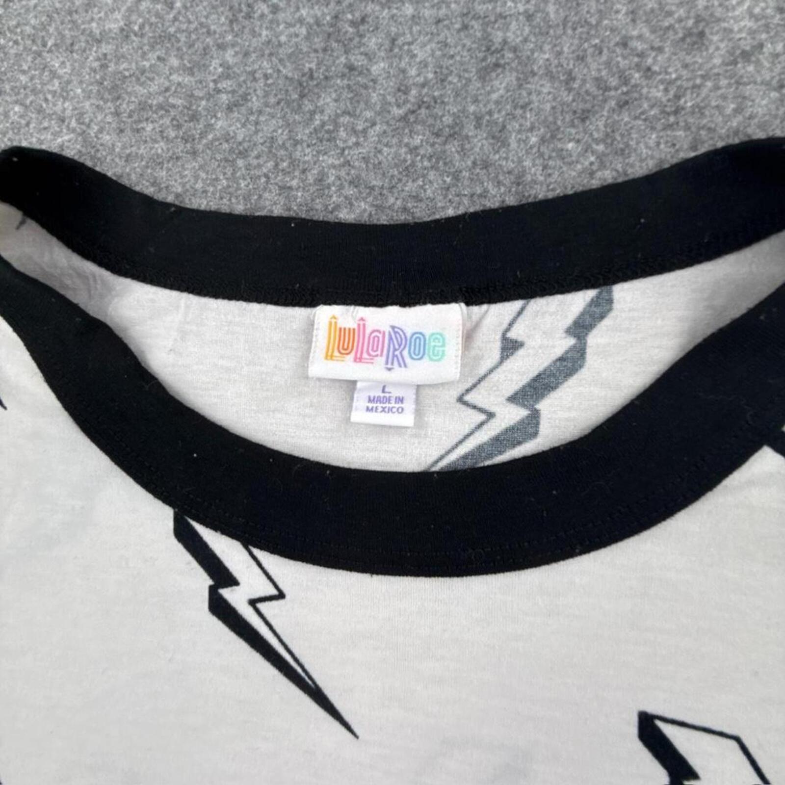 Lularoe white and black lightning bolt t-shirt