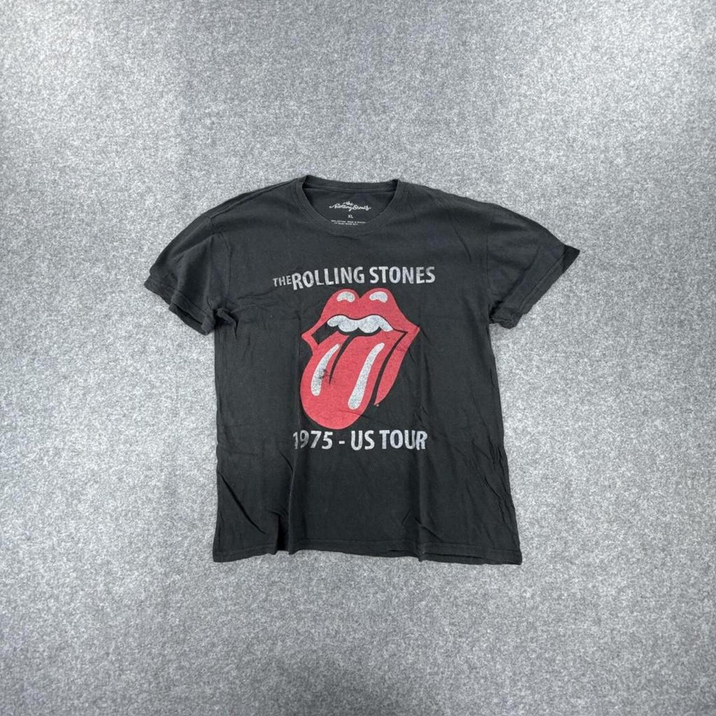 Black Rolling Stones 1975-US Tour cotton t-shirt