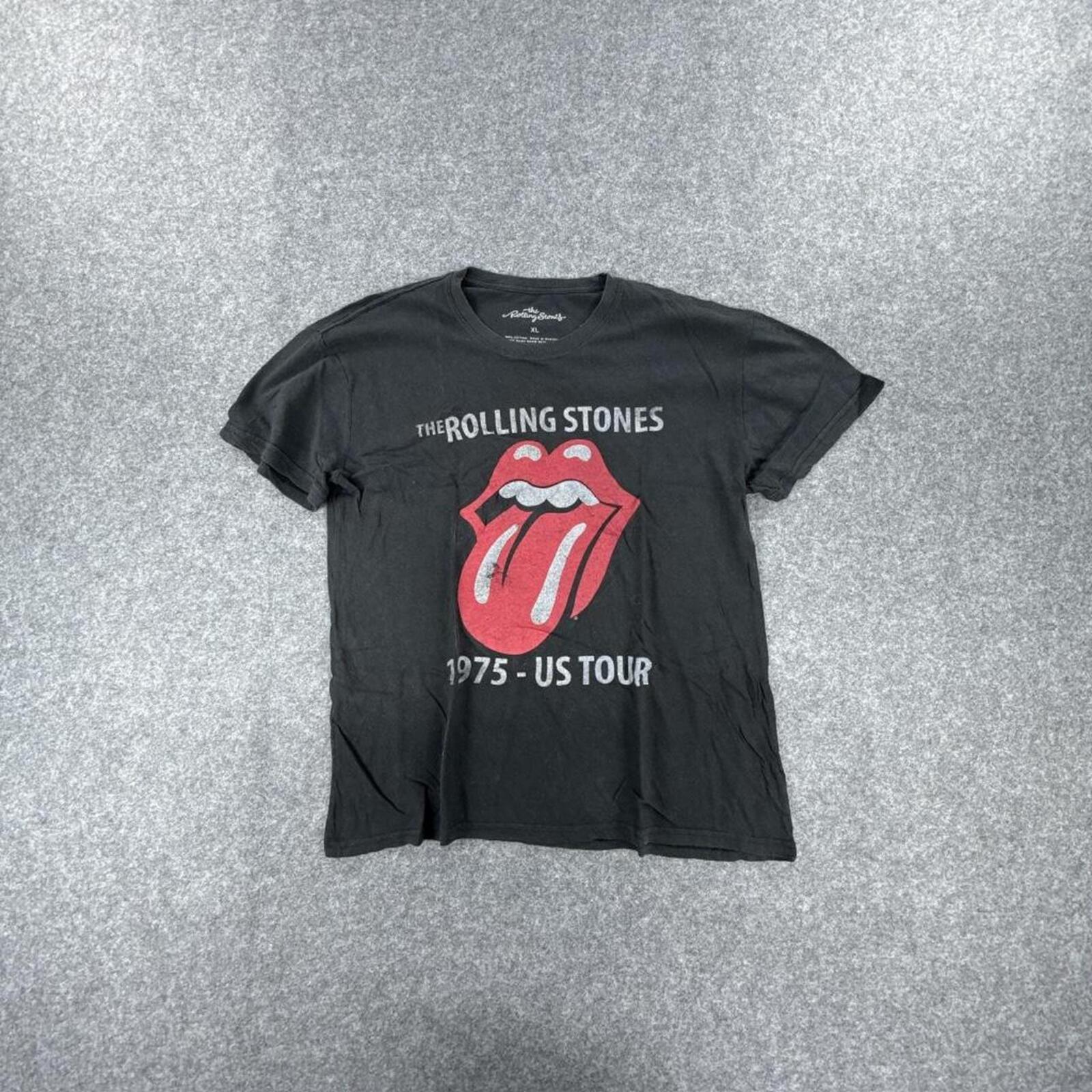 Black Rolling Stones 1975-US Tour cotton t-shirt