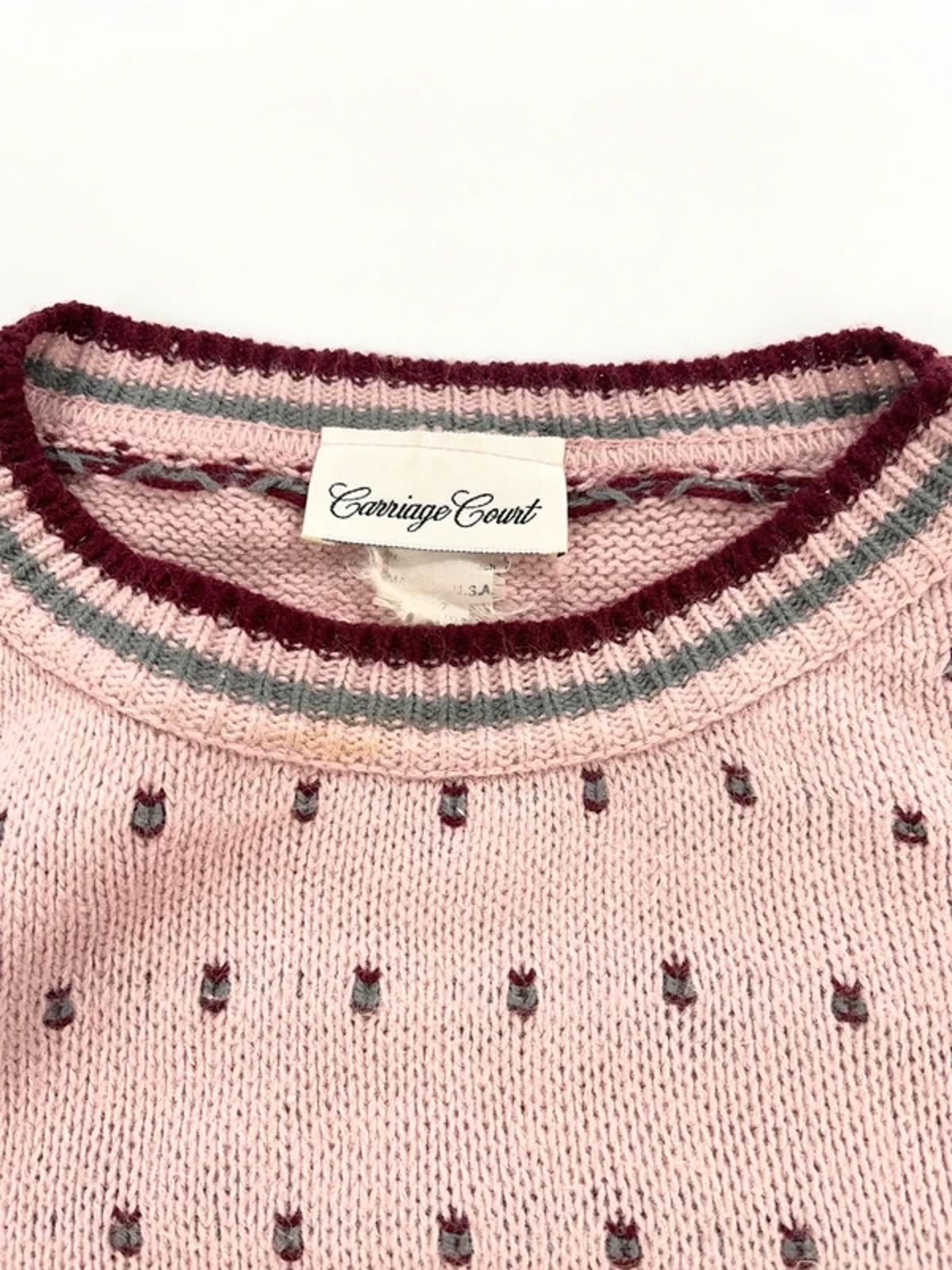 Carriage Court Vintage Knit Jumper Pink Pattern