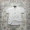 Lee White Button-up Short-sleeved Shirt with Culinary Designs Size L