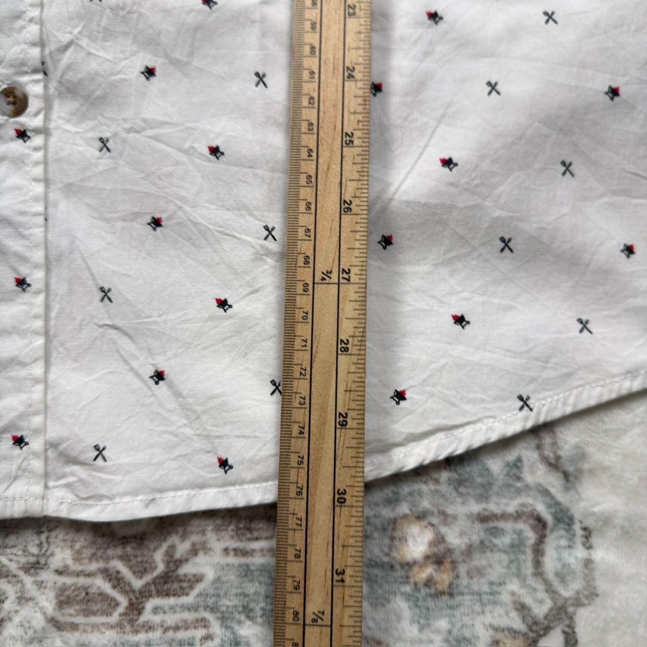Lee White Button-up Short-sleeved Shirt with Culinary Designs Size L