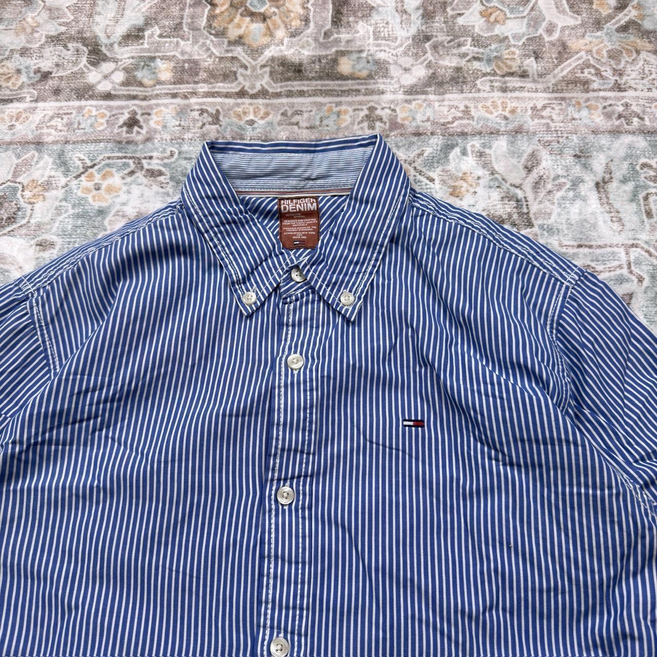 Tommy Hilfiger Blue Striped Long-sleeved Button-up Shirt Size M
