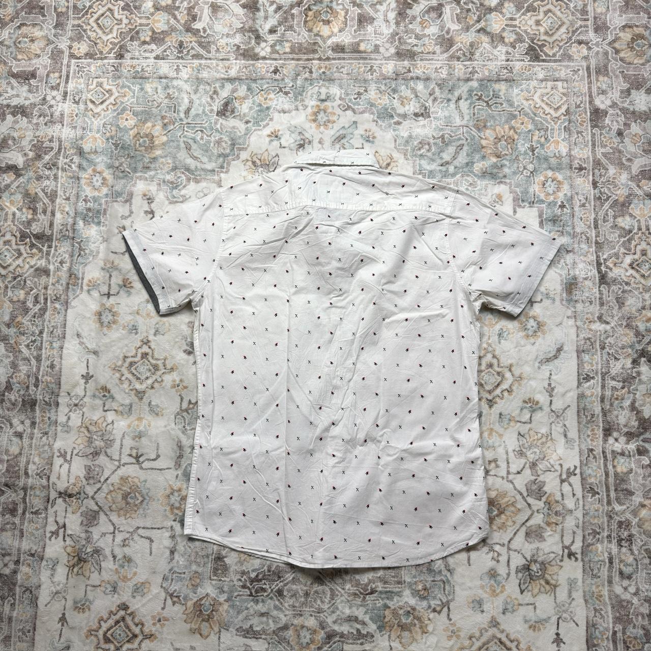 Lee White Button-up Short-sleeved Shirt with Culinary Designs Size L