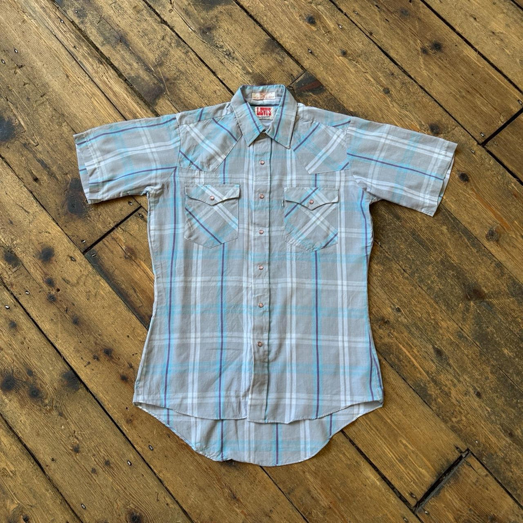 Levi's The Cowboy’s Tailor Blue and Gray Plaid Button-up Shirt Size M